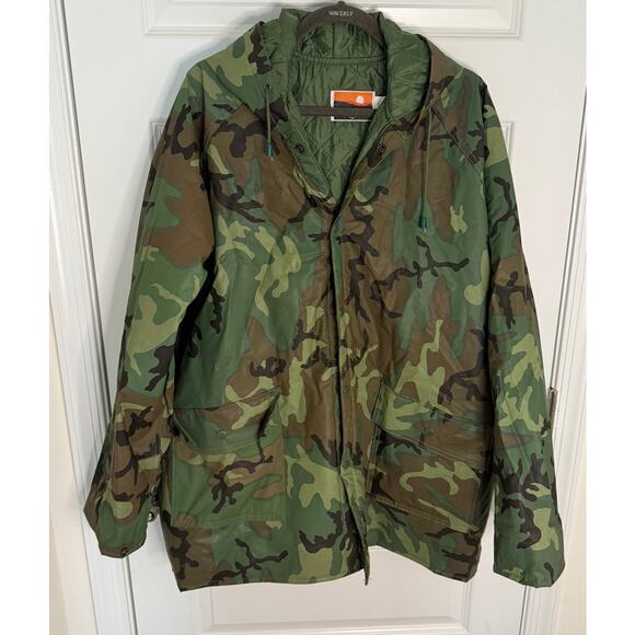 Ozark Trail Camo Hooded Jacket XL PVC Shell Quilted Lining Outdoor Hunting - Picture 1 of 11